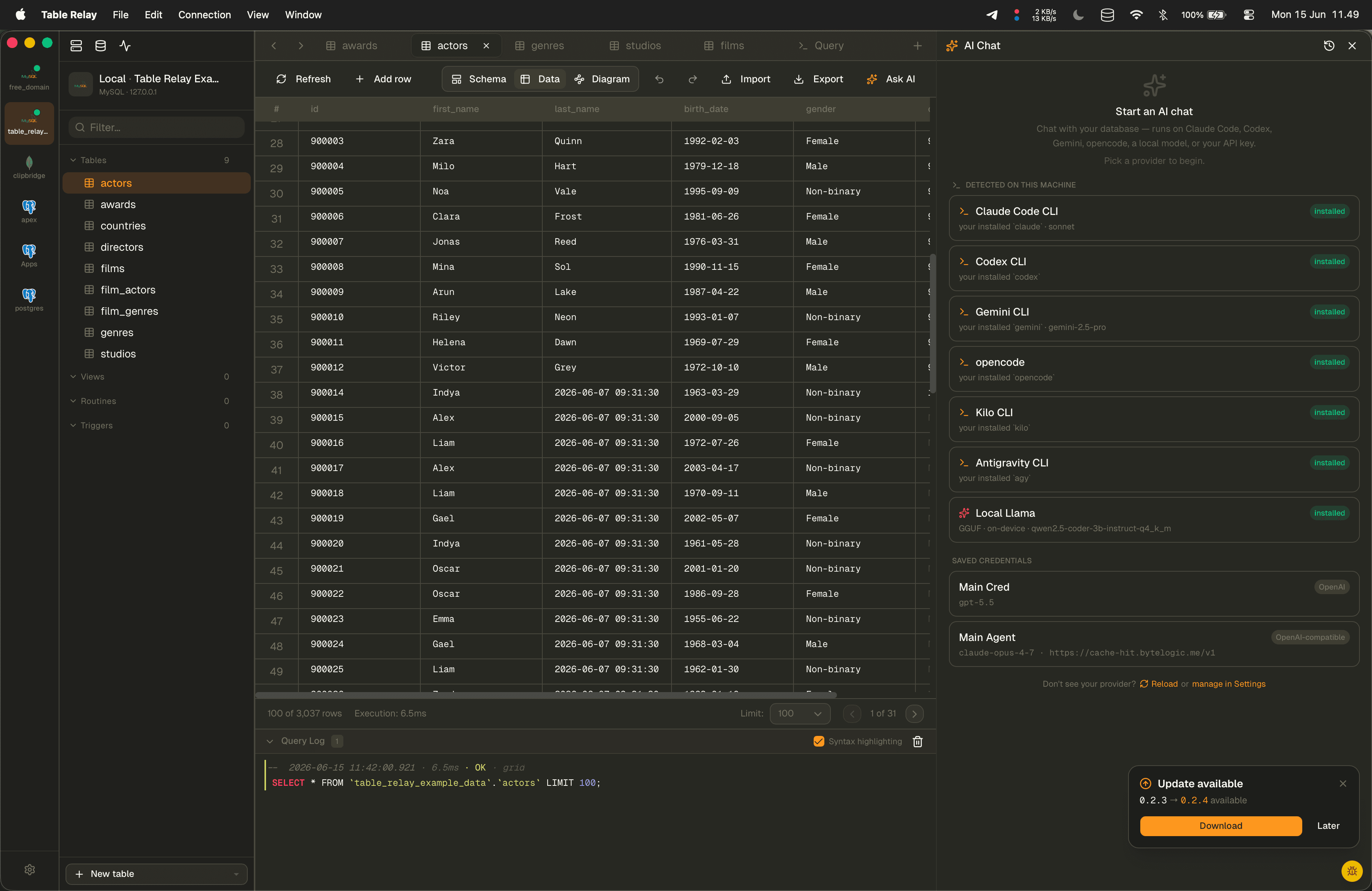 Table Relay interface